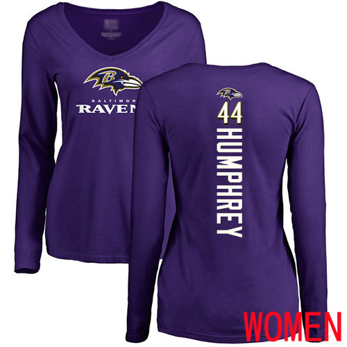 Baltimore Ravens Purple Women Marlon Humphrey Backer NFL Football #44 Long Sleeve T Shirt